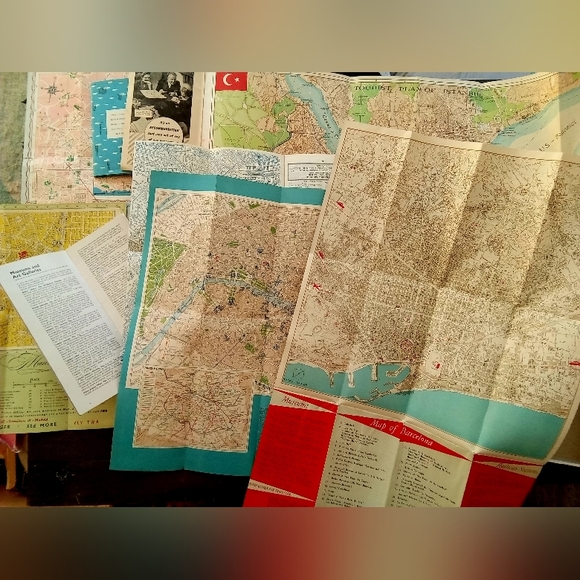 Vintage 1950's Travel Brochures Maps Theatre Postcard Paris London Lisbon Madrid - Picture 6 of 8
